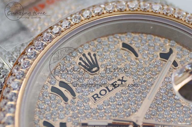 Markers Dial SS Edition A2824 Best Arabic Full on RG 41 Diamonds Bracelet TWF 1:1 Datejust 0313